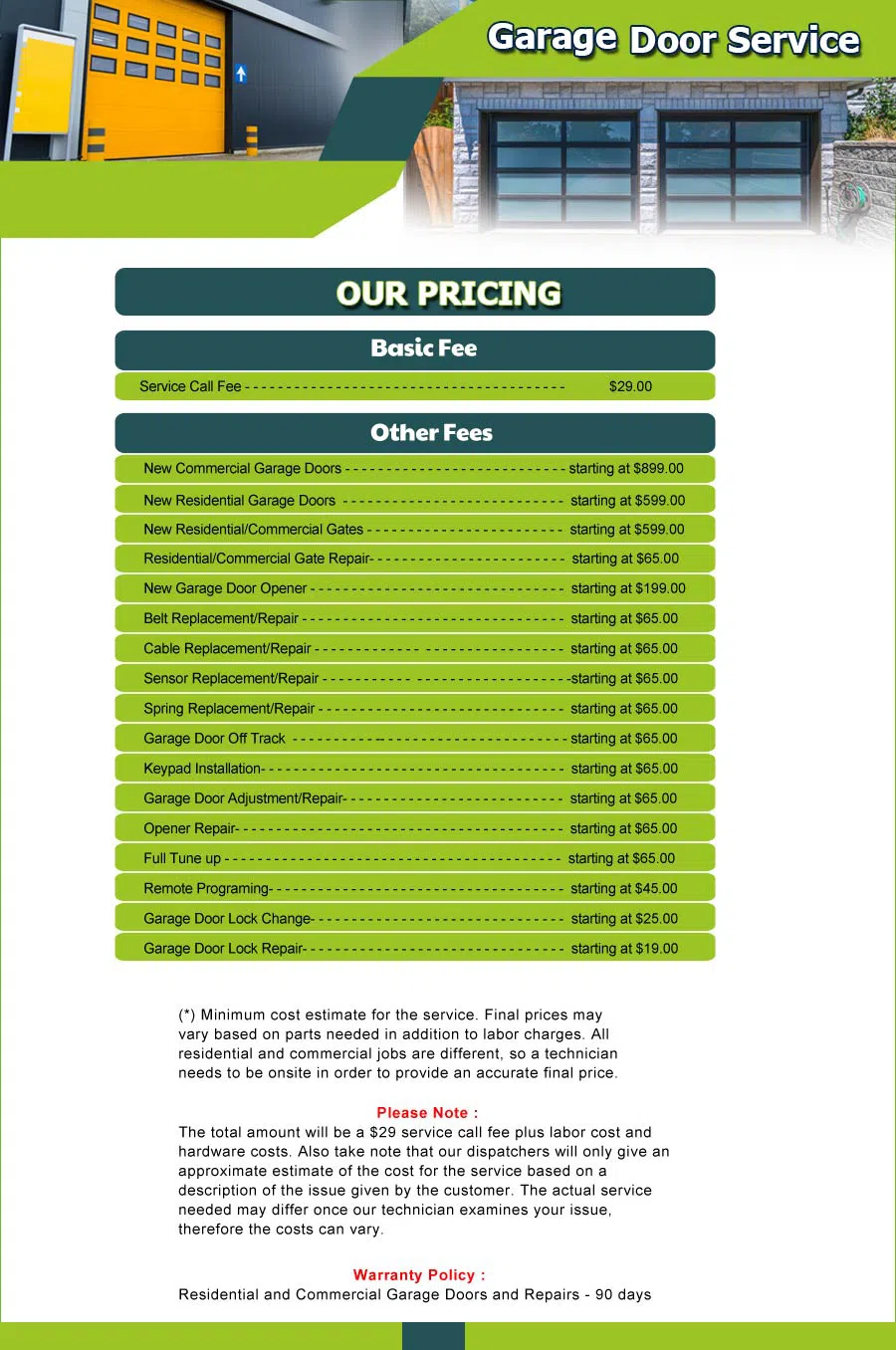 Garage Door 24 Hours Repairs Chicago, IL 773-596-1403